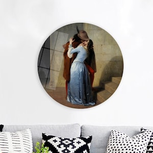 Francesco Hayez The Kiss Glass Wall Art: Famous Painting Decor