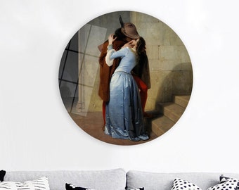 Francesco Hayez The Kiss Glass Wall Art: Famous Painting Decor