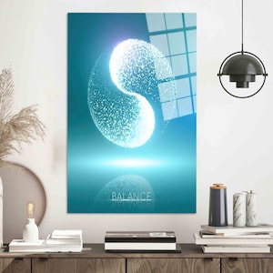 Success Glass Art, Workplace Glass, Art Wall Decor, Blue Zen Circle Art, Large Canvas Poster, Grandma Gift Personalized Glass, Office Decor,