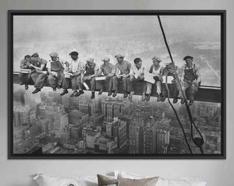 Lunch Atop a Skyscraper Canvas Print: Vintage NYC Construction Photo