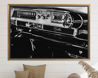 Vintage Cadillac Dashboard Canvas: Retro Car Interior Art
