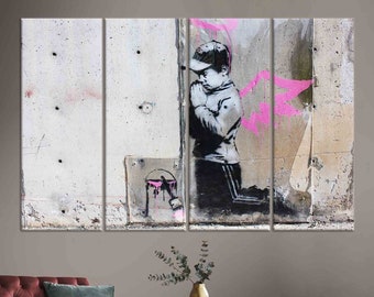 Banksy Boy Tempered Glass Art: Street Wall Decor