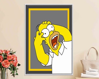 Gift For Him, Modern Canvas, Personalized Wedding Gift, Cartoon Canvas Decor, Game Room Canvas Decor, Simpsons Wall Art, Yellow Wall Decor,