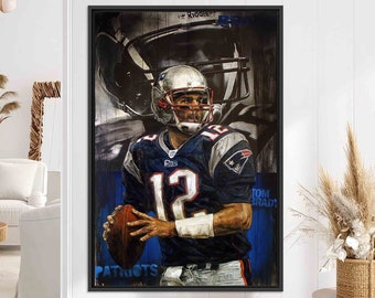 Tom Brady Canvas Wall Art: American Football Player Gift
