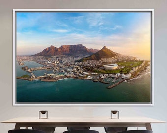 Table Mountain Canvas Art: Cape Town Cityscape View, Home Decor