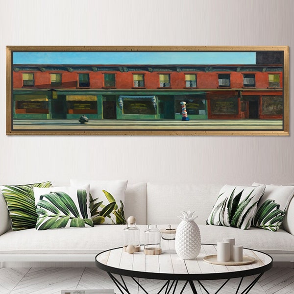 Edward Hopper Early Sunday Morning Wall Hanging, Edward Hopper Painted Glass, Famous Glass Art Wall Decor, Early Sunday Morning Glass Art,