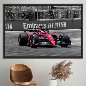 Charles Leclerc, Ferrari Poster, Ferrari Lover Gift, Black Framed Wall Art, Gift For Him, Boy Room Decor, Ferrari F1 Wall Art, Canvas Art,