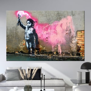 Migrant Child Art, Banksy Migrant Child Glass Wall Art, Painting Wall Hanging, Graffiti Glass Art Wall Decor, Banksy Graffiti Home Poster,