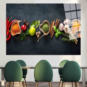 Dinning Room Printed, Spices Kitchen Wall Art, Tempered Glass Art, Framed Wall Art, Housewarming Gift, Wall Hangings, Large Wall Art Canvas,