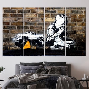 Banksy Praying Boy Graffiti Tempered Glass Wall Art