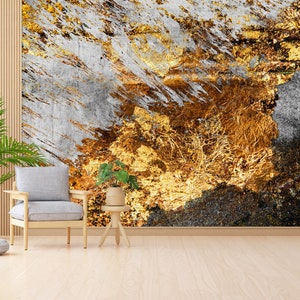 Black and Gold 3D Paper Art Wallpaper: Modern Wall Decor
