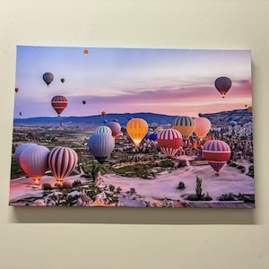 Sunrise at Cappadocia Glass Wall Art, View Canvas Gift, Goreme Canvas, Air Balloon Landscape Art, Home Gift Personalized Art Wall Decor,