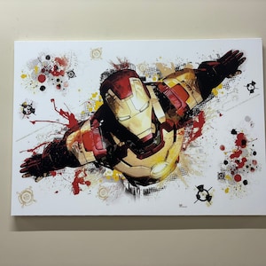 Children Poster, Marvel Glass Wall Art, Kids Room Artwork, Iron Man Painting Glass Wall Art, Wall Hangings Painted Glass, Tempered Glass Art