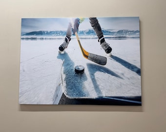 Ice Hockey Game Tempered Glass Wall Art: Personalized Sports Decor