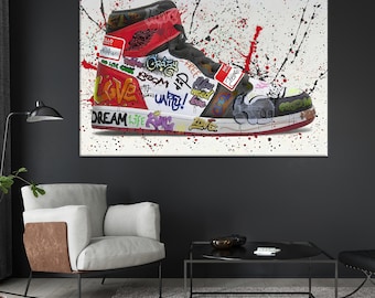 Graffiti Sneaker Canvas Print: Modern Shoe Art, Hype Decor