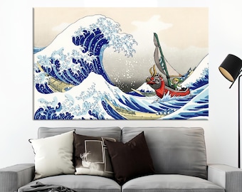 The Legend of Zelda Artwork, The Legend of Zelda Windwaker The Great Wave off Kanagawa Wall Decoration, Kanagawa Printed, Modern Art Decor,