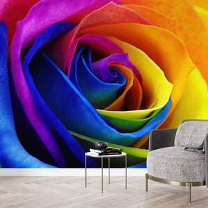Papel tapiz Art Déco, Origami 3D, Arte de impresión 3D, Regalo de inauguración de la casa, Mural de pared de rosas de colores, Manualidades de papel con rosas, Arte floral en papel.