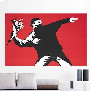 Graffiti Art Wall Decor, Painting Wall Art, Banksy Flower Glass Printing, Hangings Glass Wall, Graffiti Street Wall Table, Tempered Glass,