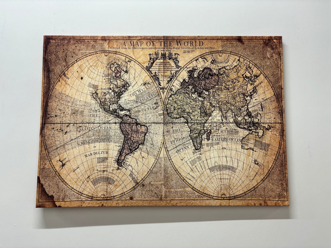 Vintage World Map Canvas Print: Old World Wall Art Decor - Etsy