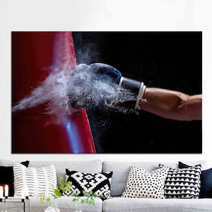 Sport Tempered Glass, Wall Decoration, Boxing Canvas Poster, Man Cave Artwork, Valentines Day Gift For Him Personalized Glass Art Wall Decor