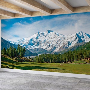 Layered Paper Art, 3D Papercraft, Handmade Gift, Nanga Parbat and Fairy Meadows Landscape Wall Decals, Landscape WallPaper, Custom Wallpaper