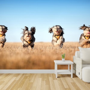 Personalized Wallpaper, Paper Crafts 3D, Animal Wallpaper Patent, Gift For The Home, Cute Running Dogs Wall Decals, Running Dogs Wallpaper,