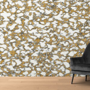 Paper Crafts, Removable Wall Decor, 3D Wallpaper, Gift For Her, White And Gold Marble Digital Paper, Contemporary Wall Art, Marble Wallpaper