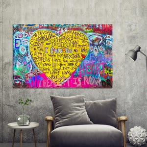 Love Graffiti Canvas Art: Banksy Style Bohemian Wall Decor