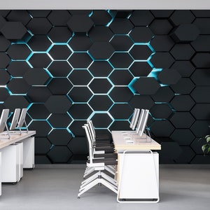 Moderne Wandtattoo, Wanddekor für Zimmer, Wandbild mit 3D-Effekt, Wandbild mit geometrischen Formen, Wandbild mit geometrischen Formen, Wandbild