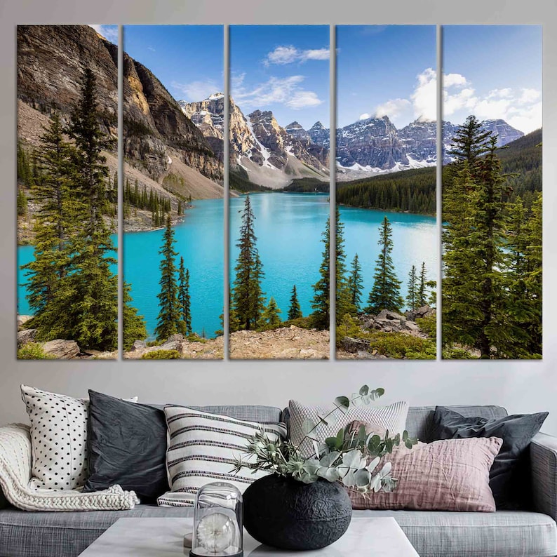 Moraine Lake Canvas Art: Canada Landscape Wall Decor SET OF 5 CANVAS