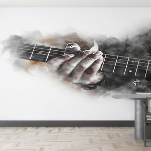 Room Wall Decor, Bright Wall Paper, 3D Wall Art, Handmade Gift,  Wall Art, Watercolor Wall Print, Music Room Digital Paper, Modern Wallpaper