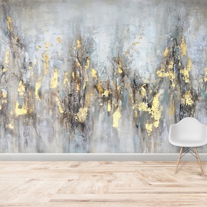 Gift For House, Paper Anniversary, 3D Origami, Luxury Wallpaper, Soft Tones And Gold Wall Art, Modern Abstract Mural, Modern Wall Decor,
