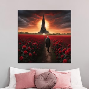 Boy Room 3D Canvas, Wall Decoration, Dark Tower Wall Art, Modern Poster, Stephen King's Glass, Personalized Wedding Gift For Couple,