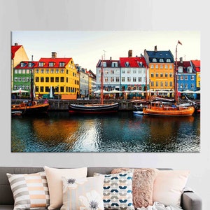 Nyhavn Denmark Canvas Print: Copenhagen Colorful Harbor Scene