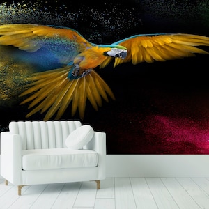 Parrot Wallpaper Mural: Colorful Bird Wall Art, Peel and Stick