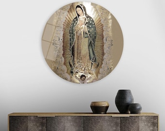 Virgin of Guadalupe Tempered Glass Wall Art: Catholic Home Decor