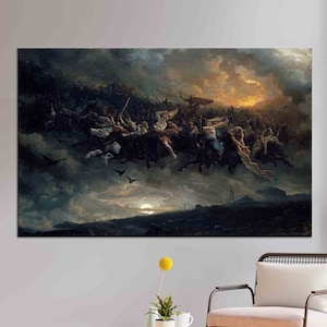 The Wild Hunt Of Odin, Wall Hangings, Housewarming Gift, Canvas, Mythology Norse, Mythology Art, Large Wall Art, Framed Wall Art, Home Decor