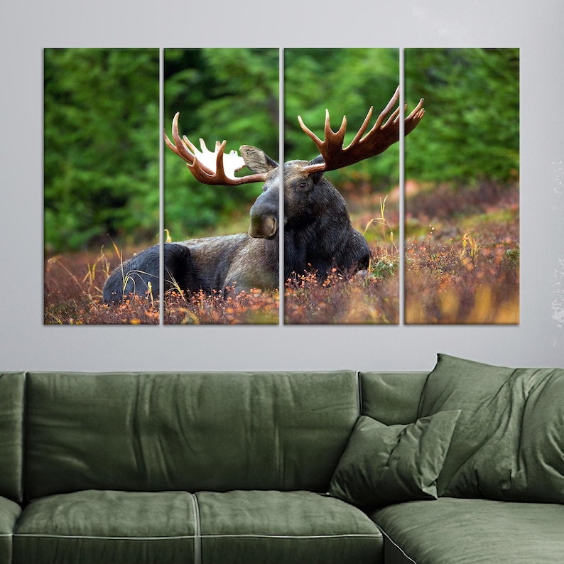 Photo inspiration: Rustic Moose Canvas Wall Art Cabin Lodge Or Hunting Room Photo Inspiration