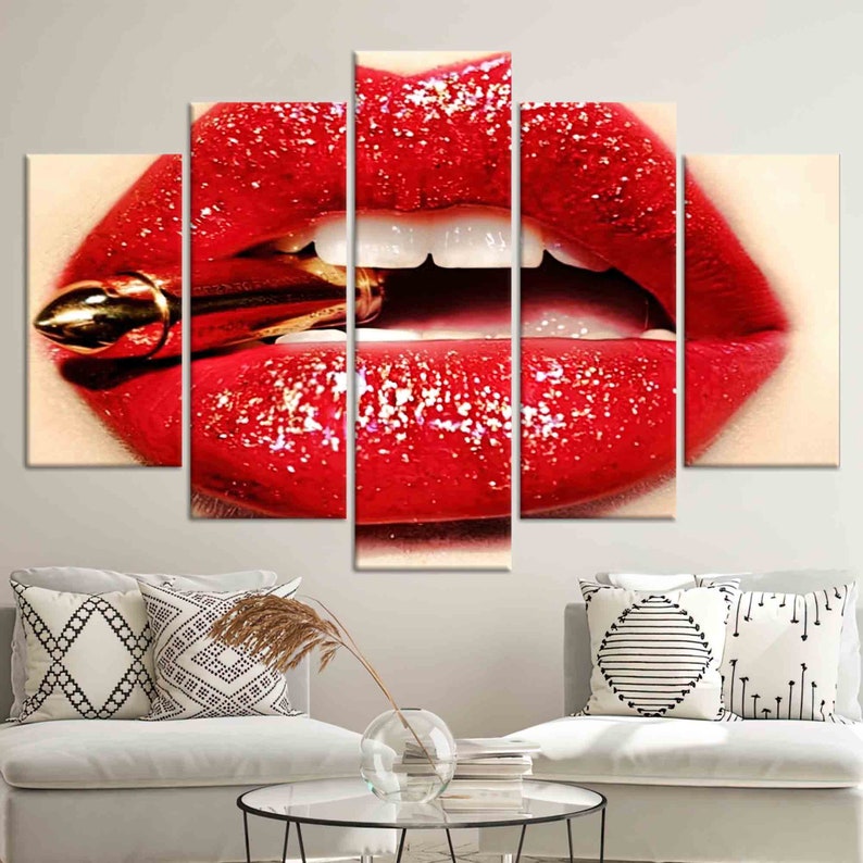 Red Lips Canvas Print: Sensual Mature Art, Modern Wall Decor - Etsy