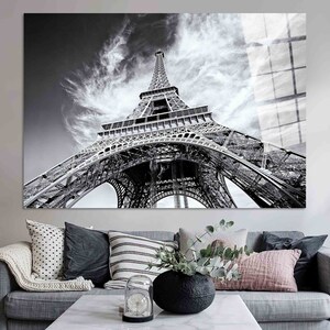 Eiffel Tower Canvas Wall Art: Paris Landscape, Glass Decor TEMPERED GLASS ART