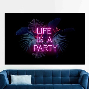 Bridesmaid Gift, Minimalist Wall Art, Party Decor, Tempered Glass, Personalized Gift, Party Neon Glass Decor, Canvas Wall Art, Huge Canvas,