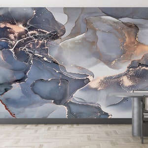 Paper Anniversary, Contact Paper, Stick On Wallpaper Art Deco, Gift For Him, Gray And Gold Marble Wall Paper, Marble Wallpaper, 3D Wall Art