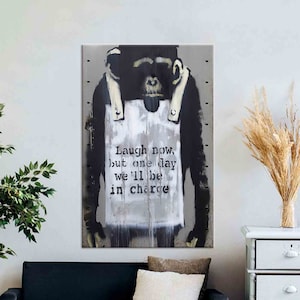 Banksy Monkey Canvas Art: Graffiti Pop Wall Decor
