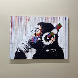 Banksy Thinking Monkey, Animal Canvas Print, 3D Canvas, Personalized Gift, Street Art, Banksy Monkey, Housewarming Gift, Christmas Gift,