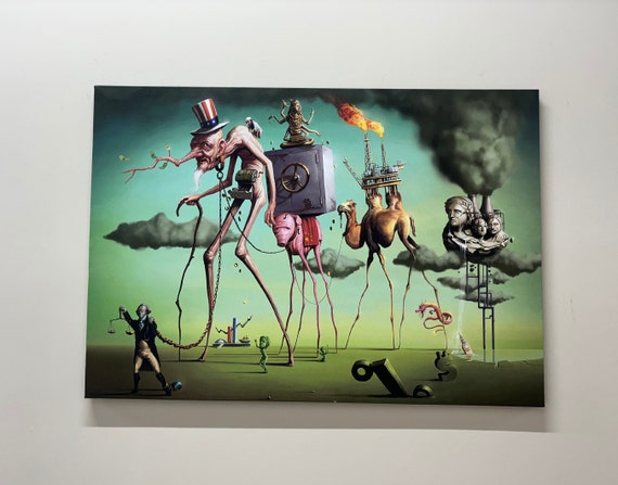 Salvador Dali 'american Dream' Tempered Glass Wall Art - Etsy