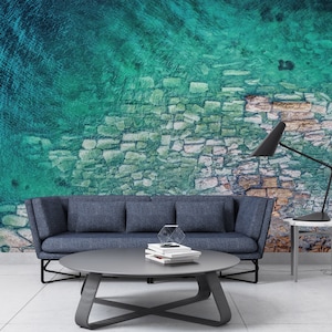 Brevetto per carta da parati, Carta da parati Art Deco, Regalo per la casa, Carta da parati regalo, Arte murale con vista sull'oceano, Arte con carta da parati marina, Pannelli da parati,