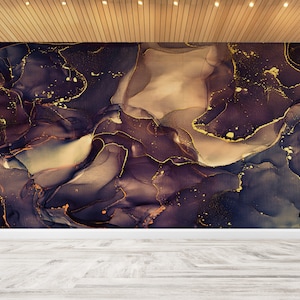 Brown and Gold Marble Peel and Stick Wallpaper Mural