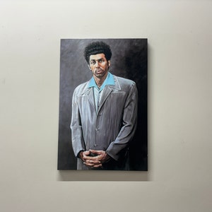 Modern Artwork, Kramer Portrait Glass Wall Art, Famous Glass Panel, Cosmo Kramer Canvas Art, Gift For The Home Wall Hanging, Office Wall Art