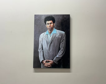 Modern Artwork, Kramer Portrait Glass Wall Art, Famous Glass Panel, Cosmo Kramer Canvas Art, Gift For The Home Wall Hanging, Office Wall Art