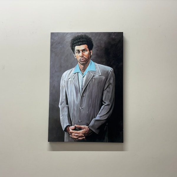 Modern Artwork, Kramer Portrait Glass Wall Art, Famous Glass Panel, Cosmo Kramer Canvas Art, Gift For The Home Wall Hanging, Office Wall Art